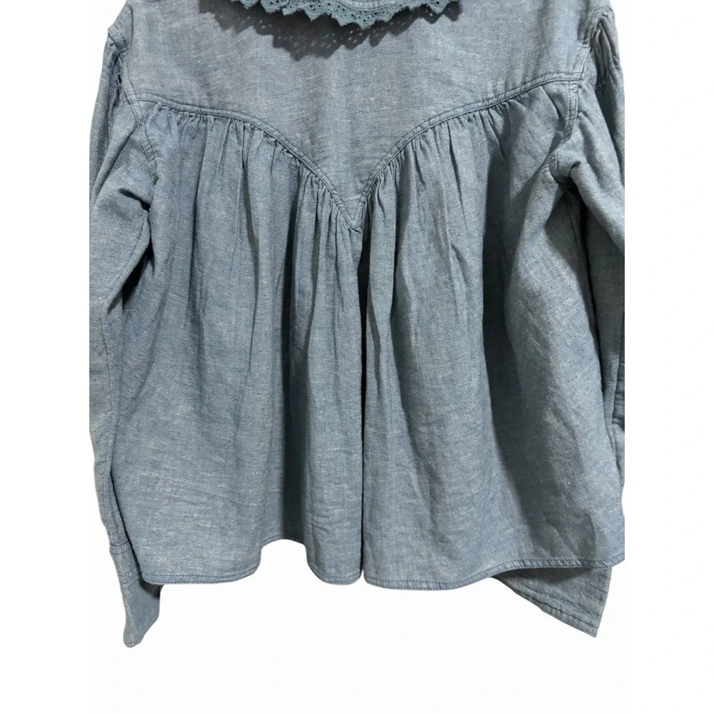 Free People We The Free Baby Blues Summit Shirt Blue As Header Women's Size‎ XS